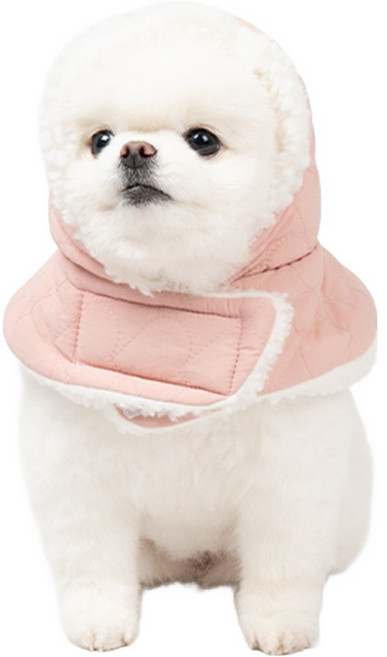 초코펫하우스 강아지 산책왕 패딩 귀돌이 모자, 핑크, 1개