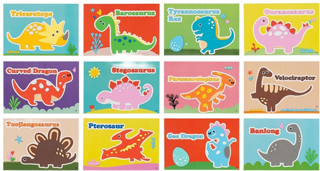 민화샵 EVA 스티커 놀이 공룡 12p 세트 I250029B, 혼합색상, 4세트