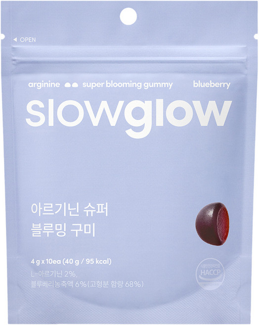 슬로우글로우 아르기닌 슈퍼 블루밍 구미 40g, 1개, 10정