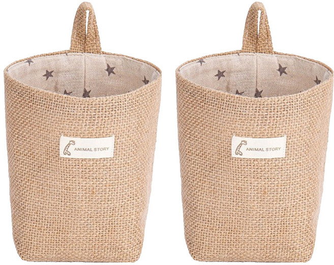 마켓피오 홈 잡화 린넨 원통형 보관 걸이 가방, 타입1, 2개