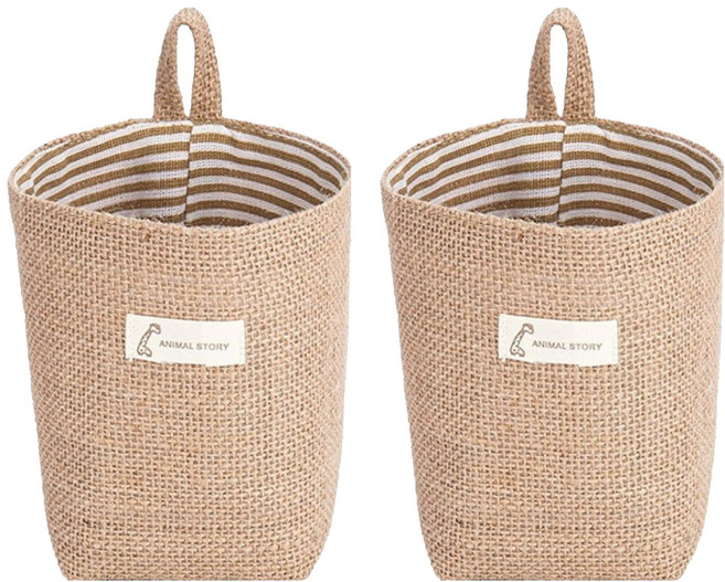 마켓피오 홈 잡화 린넨 원통형 보관 걸이 가방, 타입5, 2개