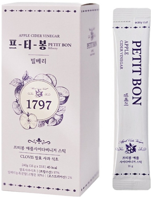 PETIT BON 蘋果醋液體棒 山桑子 15入, 1個, 240ml