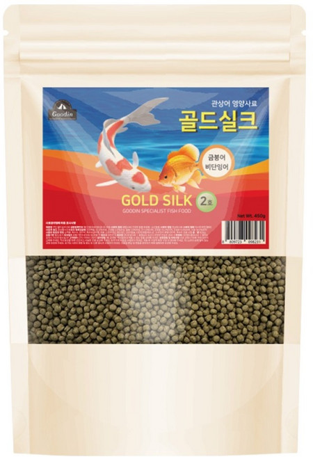 구딘 골드실크 부상성 금붕어 잉어 관상어사료 2호, 450g, 1개