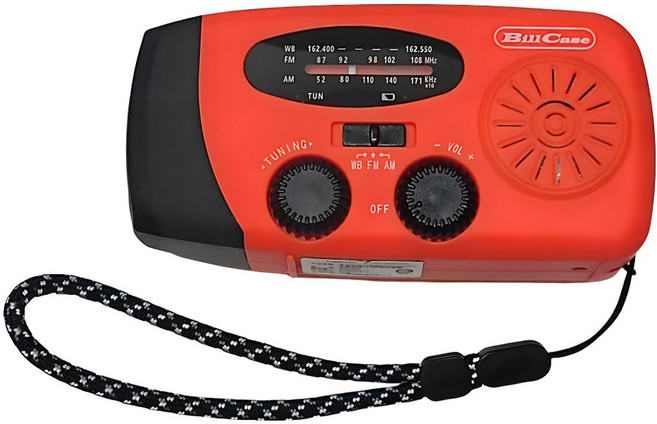 BillCase 多功防災預報AM/FM/NOAA收音手搖充電LED照明手電筒 MD-088, 1個, 橙色
