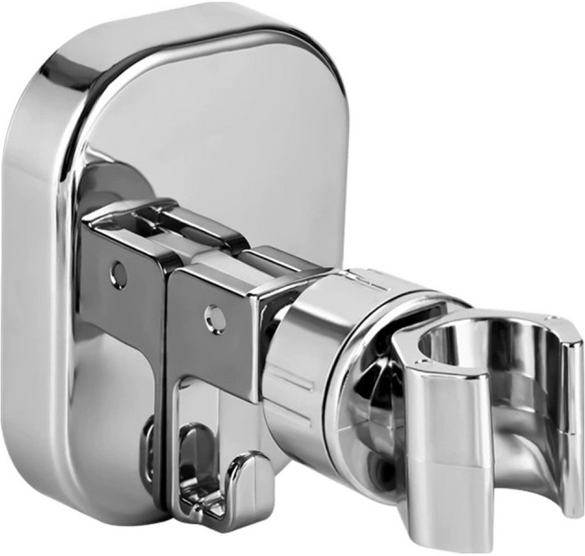 쉐리엘 무타공 흡착식 360도 회전 샤워기 거치대, 실버