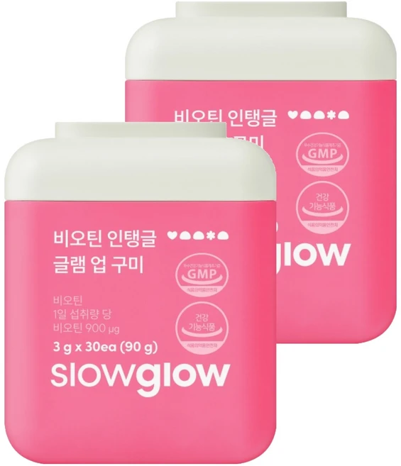 슬로우글로우 비오틴 인탱글 글램 업 90g, 2개, 30정 - 쿠팡