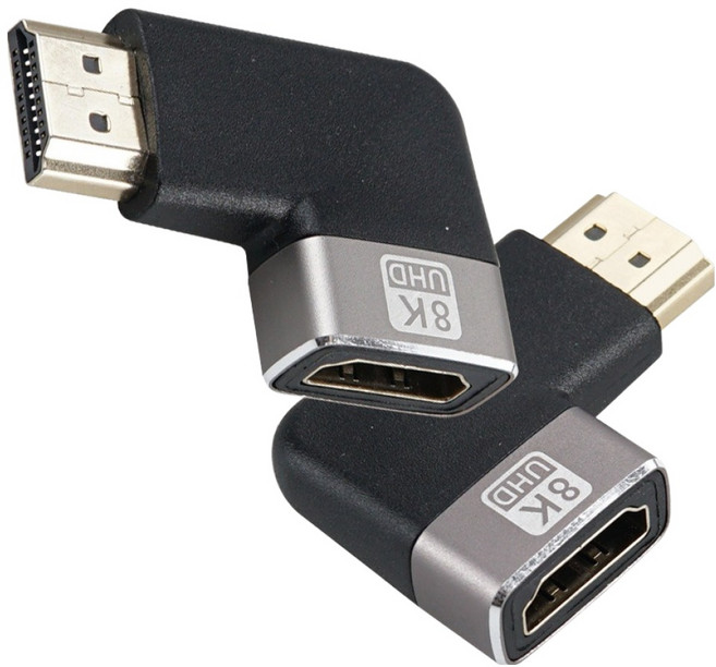 컴스 HDMI 2.1 8K 60Hz UHD 연장젠더 꺾임형 2종 세트, CP057, 1세트