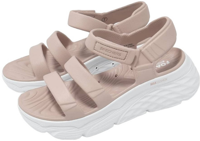 SKECHERS 女款 MAX CUSHIONING FOAMIES D楦涼鞋 111126LTPK, 22cm, 粉色