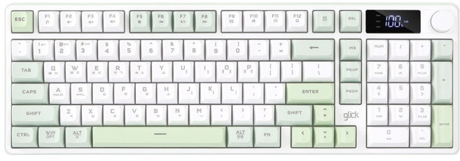 지클릭커 오피스프로 사일런스 M RGB 풀윤활 무소음 블루투스 LCD 무선 키보드, Greenwich, WK50 LCD 98키, 제조사축