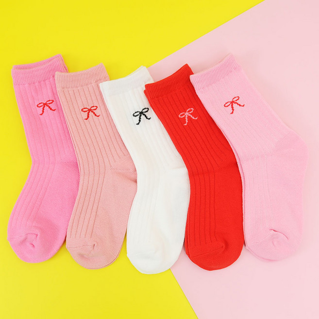 지앤 핑크리본 골지 양말 5종 세트
