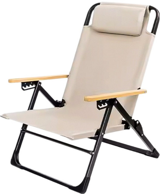 小麥購物 C646 五檔調節折疊躺椅, 卡其色