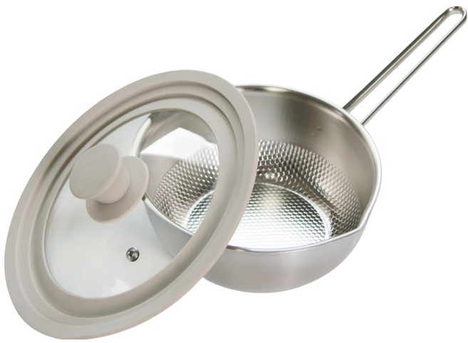 리빙글로리 인덕션 무연마제 통5중 엠보싱 멀티팟 18cm + 멀티커버 16~20cm 세트, 실버, 1세트