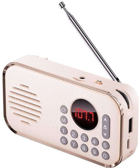 오르미 레트로 휴대용 FM 미니 블루투스 라디오, ORM2, 버터크림