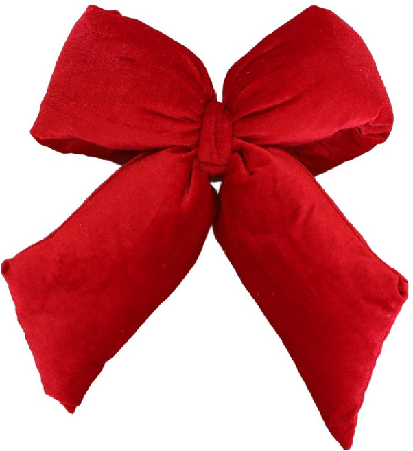 벨벳뽕 리본 크리스마스 트리 오너먼트, 레드, 특대(30 x 38 cm), 1개