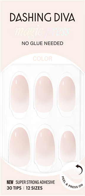 데싱디바 매직프레스 네일팁 밀크 레이어 아몬드, 1세트, 아이보리