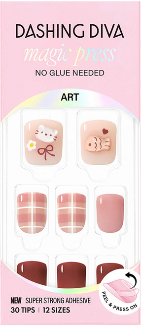 데싱디바 매직프레스 네일팁, 고양이, 붕어빵, 체크 패턴, 1세트