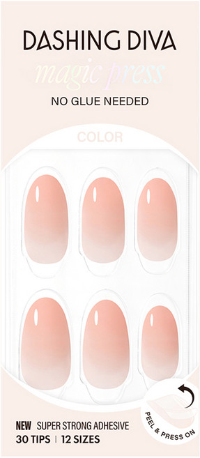 데싱디바 매직프레스 네일팁 피치 레이어 아몬드, 1세트, 피치/핑크