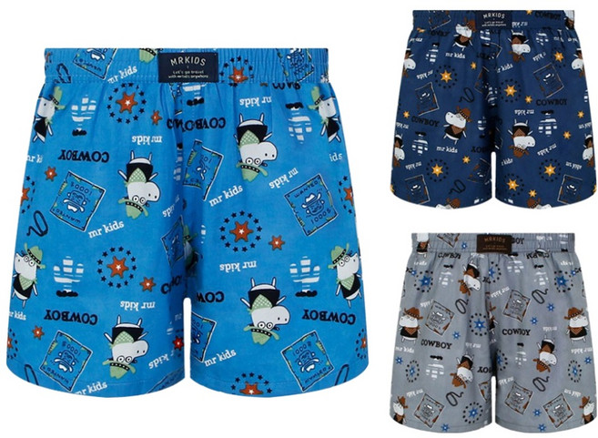 엠알키즈 키즈라인 아동용 웨스턴 순면 트렁크 3종 세트