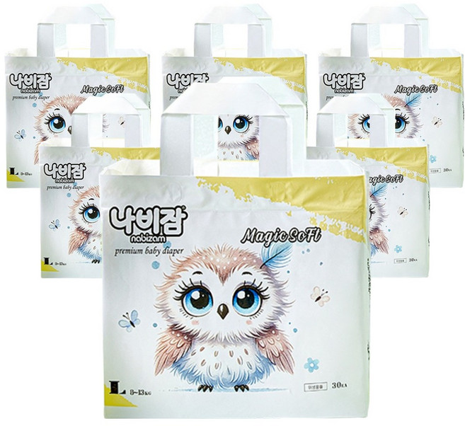 나비잠 매직소프트 팬티형 기저귀 남녀공용, 대형(L), 180매