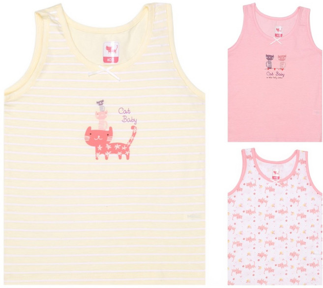 mrkids 兒童款 貓咪純棉背心 3件組