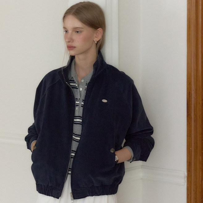 아워호프 여성용 코듀로이 버튼 포인트 블루종 자켓