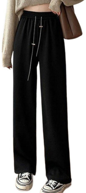 데이소이 여성용 레트로 니트 와이드 긴바지