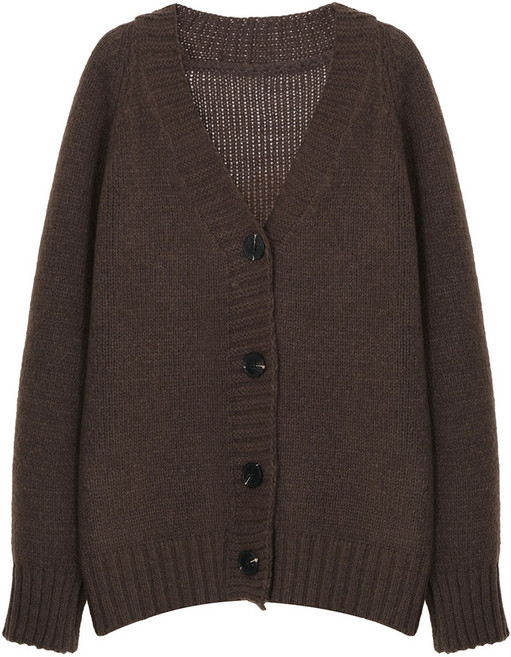 에이비플러스 여성용 루즈핏 브이넥 버튼 니트 가디건 LSZ4MY35