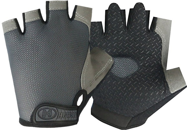 HuwaiH 셀리빙 자전거 요가 스포츠 손가락 장갑, 그레이, 1개