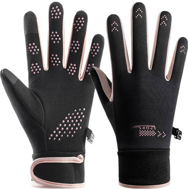 굄스 야외 방한 스포츠장갑, 벨크로블랙핑크, 1세트