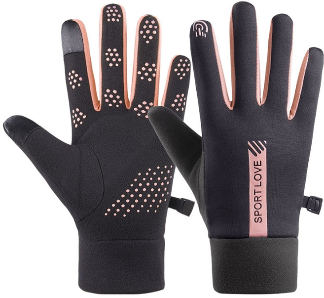 굄스 야외 방한 스포츠장갑, 블랙핑크, 1세트