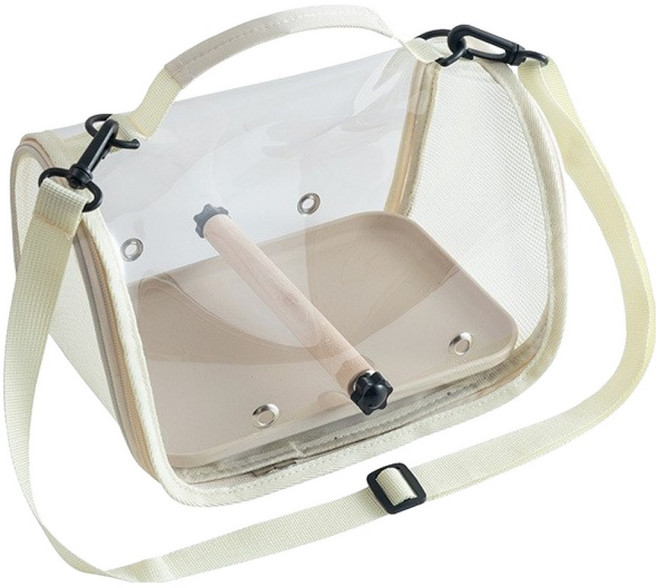 레몽크리프 투명 앵무새 이동가방 새이동장 새장, 베이지, 1개