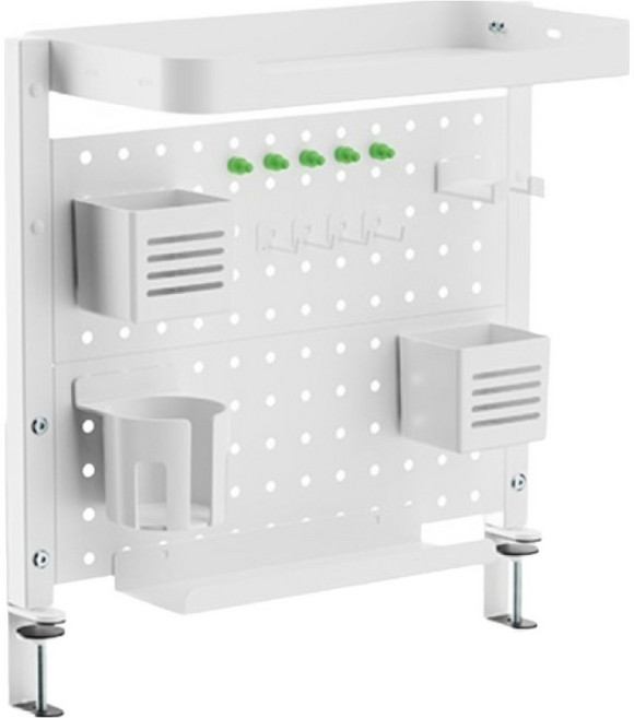 엘디엘마운트 클램프 오거나이저 페그보드 다용도 파티션 책상 타공판 460 x 412~542 mm APL-PB470W, 1개, 화이트