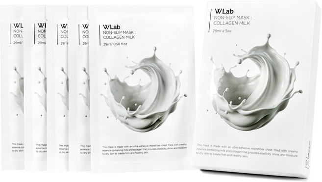 W.Lab 防滑面膜 膠原蛋白牛奶, 1個, 5入