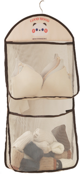 훈스픽 걸이형 메쉬 수납 정리 주머니, 팬더