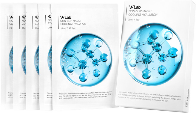 W.Lab 防滑涼感玻尿酸面膜, 5入, 1個
