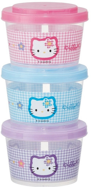스케이터 스태킹 3단 원형용기 헬로키티 3종 세트 SIJ3, 혼합색상, 1세트