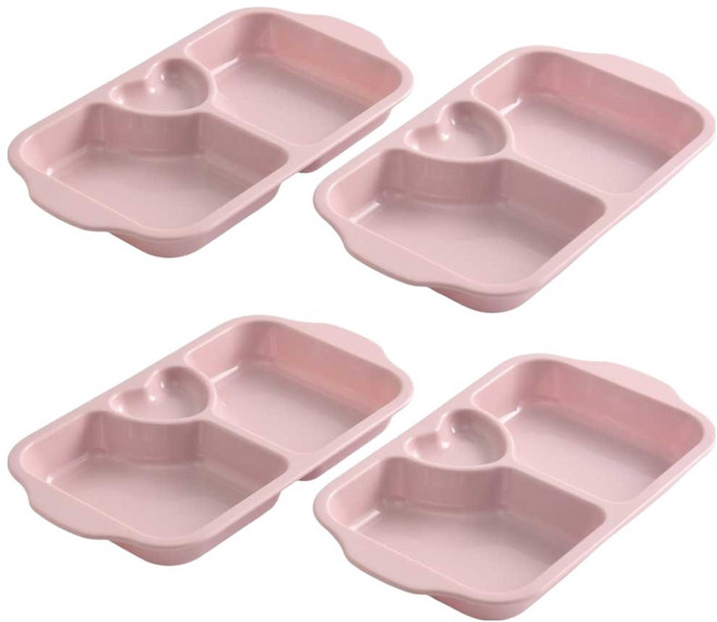 CMYK 3구 사각 유아식판, 인디핑크, 4개, 식판 4p