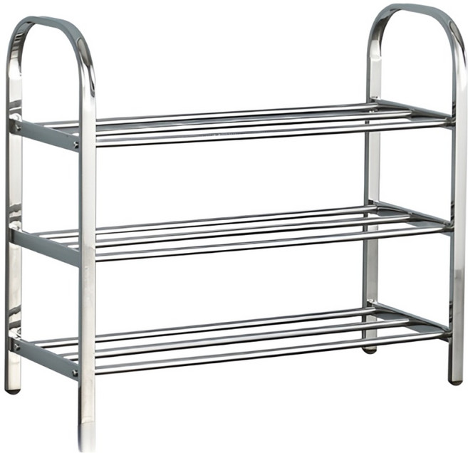 소소하우스 조립식 스테인레스 신발장 정리대 60cm, 실버, 3단