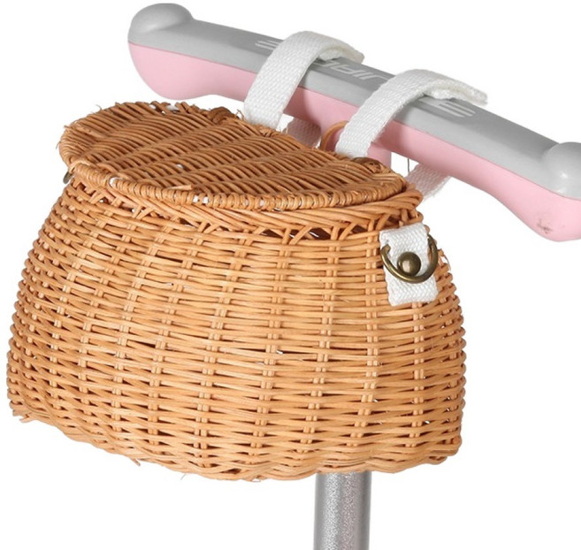 로얄키즈 아동용 킥보드 자전거 악세사리 라탄바구니 가방, 네츄럴 라탄, 1개