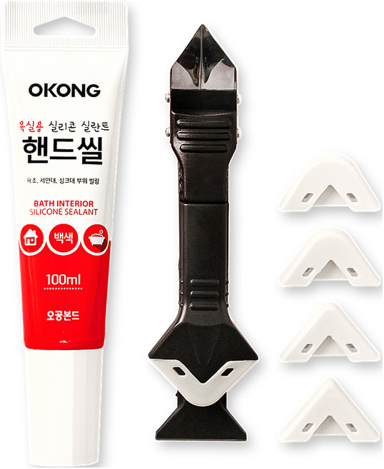 오공 욕실용 핸드씰 백색 100ml + 스크래퍼 세트, 1세트