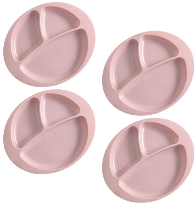 CMYK 3구 원형 유아식판, 인디핑크, 4개, 식판 4p
