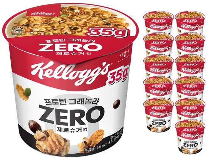 켈로그 프로틴 그래놀라 제로슈거 컵, 35g, 12개