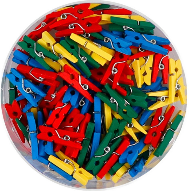 유니아트 나무집게 칼라 소, 혼합색상, 1개