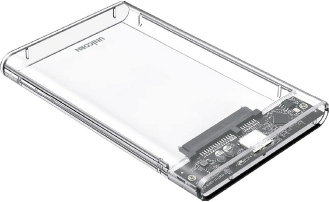 유니콘 USB3.2 Gen1 5G속도 2.5 HDD SSD 외장하드케이스 HD-8000G, HD-8000G(투명), 1개