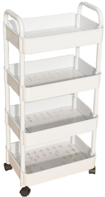 이동식 다용도 수납 트롤리, 화이트, 4단