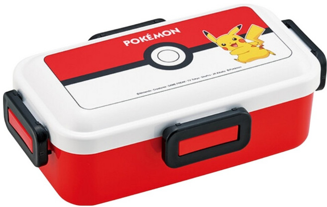 Skater 微波四扣單層便當盒 寶可夢精靈球 530ml, 紅色 + 白色, 1個