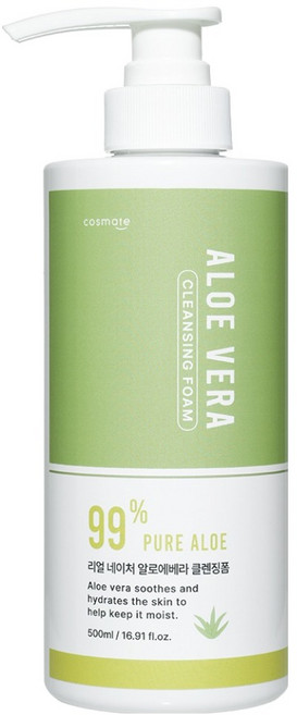 코스메이트 리얼 네이처 알로에베라 클렌징폼, 1개, 500ml