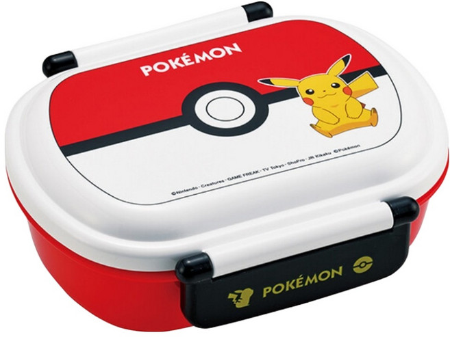 Skater 橢圓形塑膠雙扣便當盒 360ml 寶可夢精靈球, 紅白, 1個