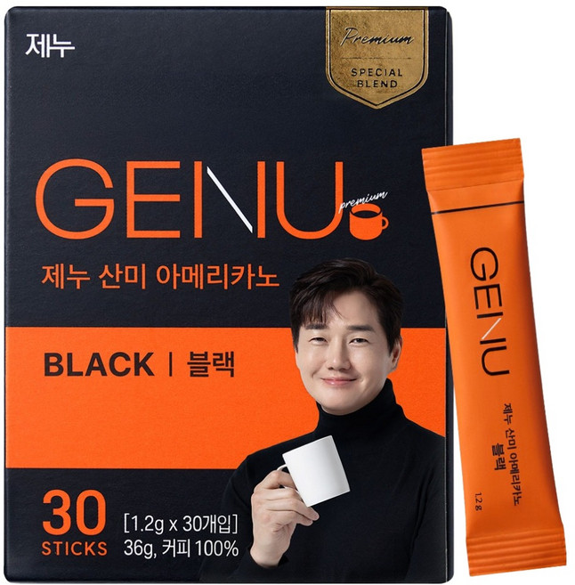 제누 산미 아메리카노 블랙 원두커피스틱, 1.2g, 30개입, 1개