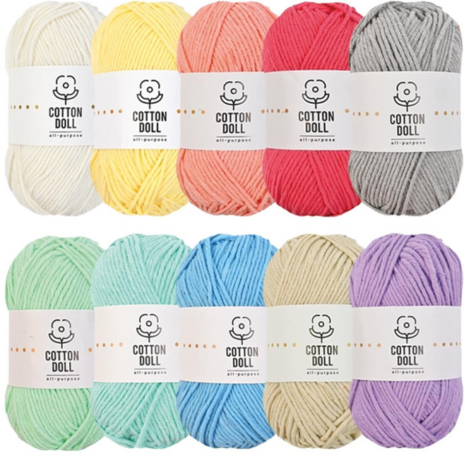 니뜨 코튼돌 뜨개실 10종 세트, 파스텔, 1세트